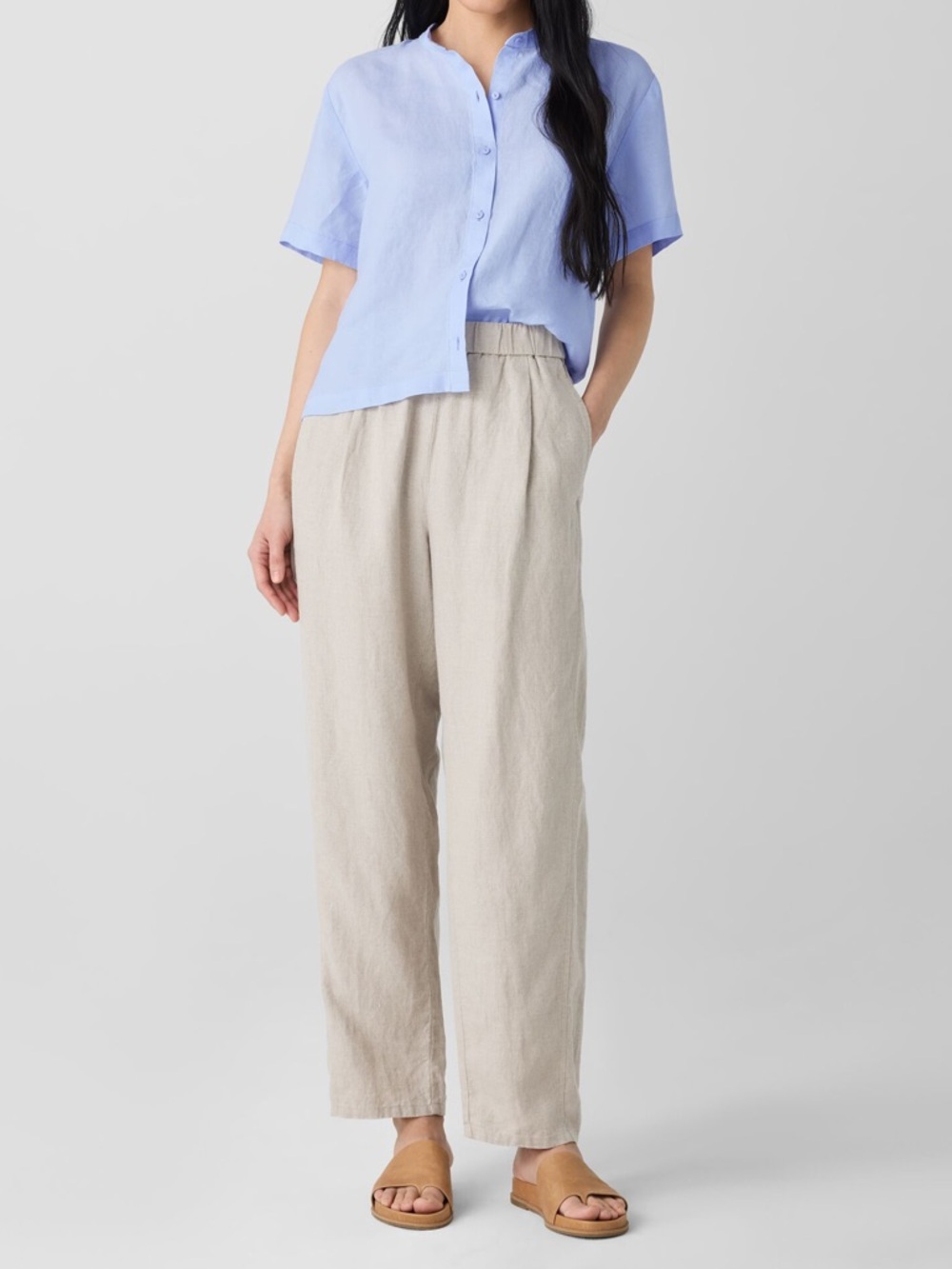 MAKE AN OFFER - EILEEN FISHER LANTERN ANKLE Linen Relaxed Pants